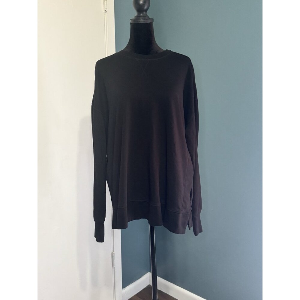 Sweaty Betty After Class Longline Pullover Sweatshirt Womens Size 8 -10 Black